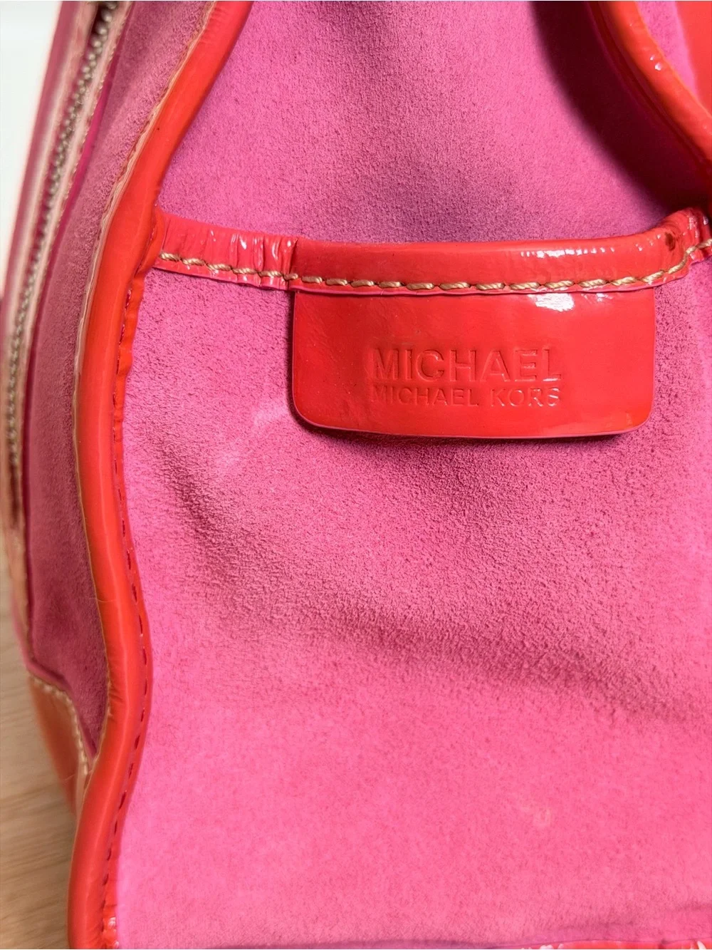 RARE Y2K Vintage Michael Kors Pink Suede Aviator Tote Bag Patent Leather Archive
